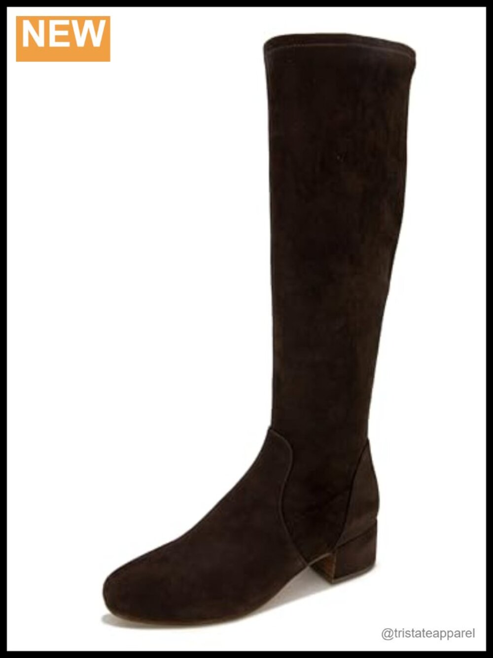 Knee-High Stretch Suede Boots with Arch Support & Rhinestones